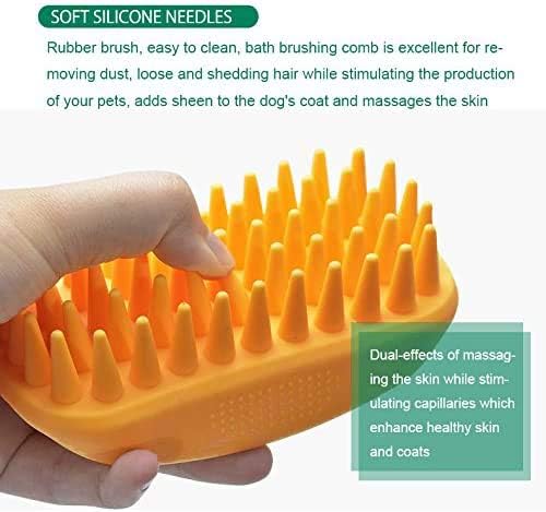 Soft Silicone Dog Bath Brush with Adjustable Palm Strap & Massage Nubs