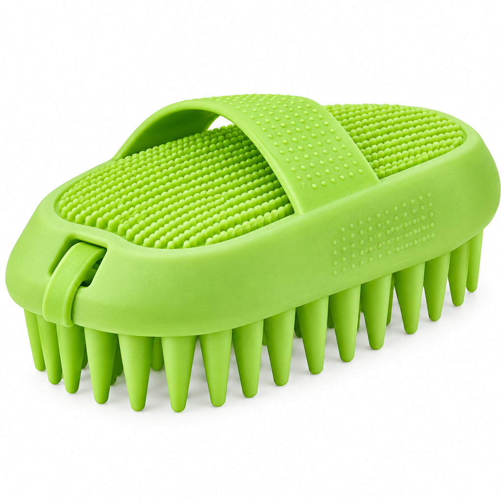 Soft Silicone Dog Bath Brush with Adjustable Palm Strap & Massage Nubs