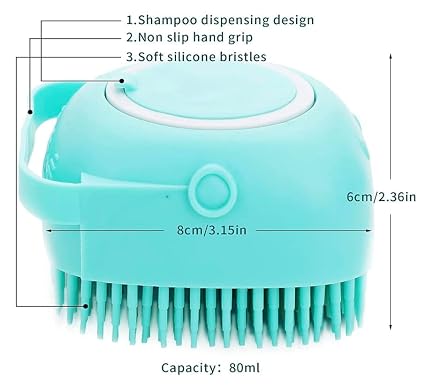 2-in-1 Silicone Pet Bath Massage Brush with Shampoo Dispenser