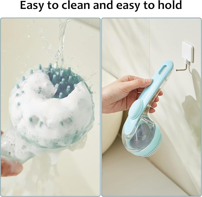 Ergonomic Silicone Pet Grooming & Bath Massage Brush with Shampoo Dispenser