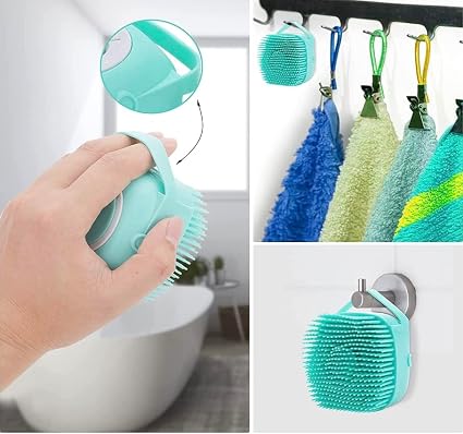 2-in-1 Silicone Pet Bath Massage Brush with Shampoo Dispenser