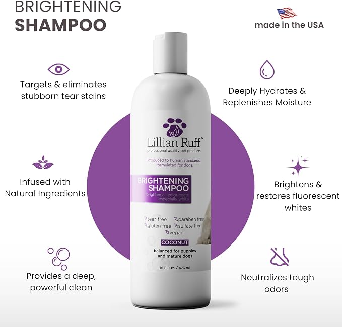 Brightening & Whitening Stain-Removing Dog Shampoo with Aloe (16 fl oz)