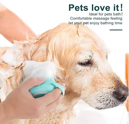 2-in-1 Silicone Pet Bath Massage Brush with Shampoo Dispenser