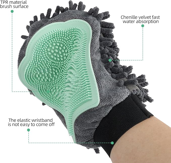 Ultra-Absorbent Double-Sided Chenille Microfiber Pet Drying Glove Towel