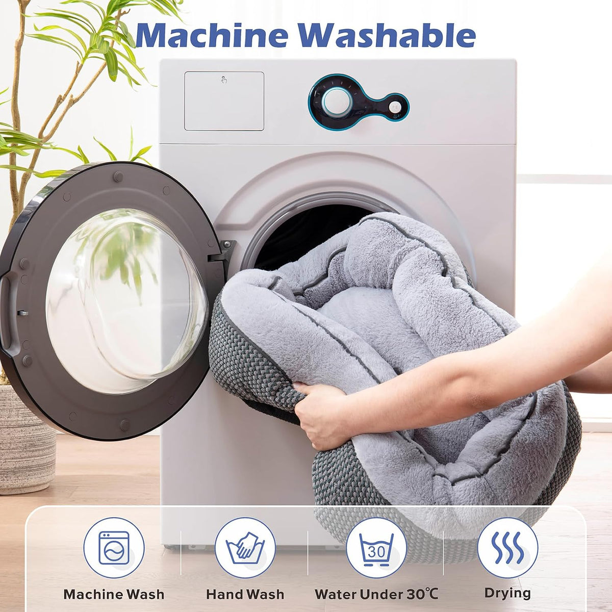 Washable Orthopedic Bolster Dog Bed with Anti-Slip Bottom