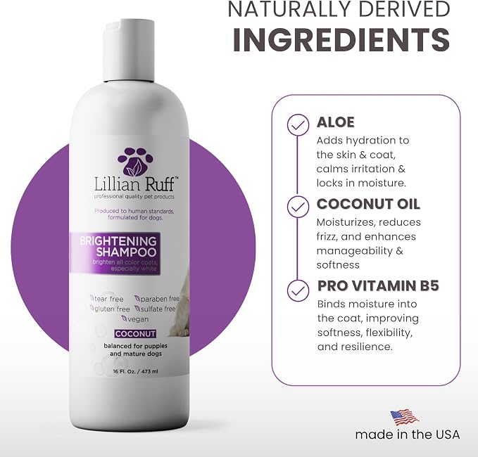 Brightening & Whitening Stain-Removing Dog Shampoo with Aloe (16 fl oz)