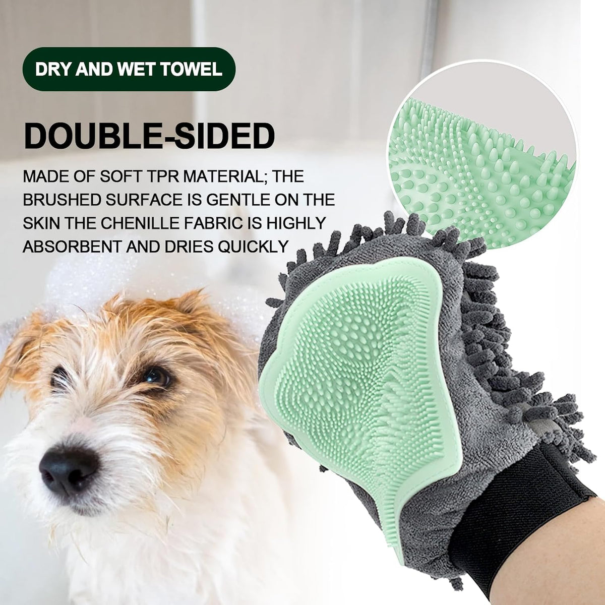 Ultra-Absorbent Double-Sided Chenille Microfiber Pet Drying Glove Towel