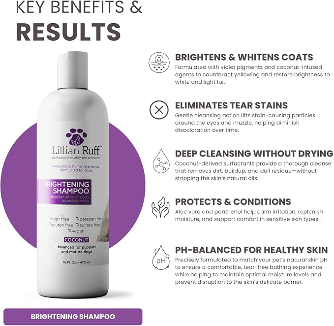 Brightening & Whitening Stain-Removing Dog Shampoo with Aloe (16 fl oz)
