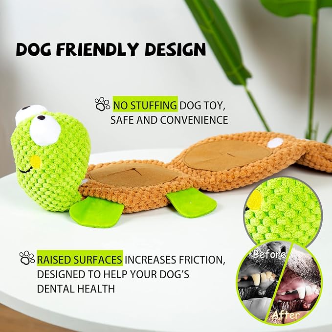 Soft Turtle Squeak & Crinkle Plush Puzzle Toy for Small Dogs & Puppies