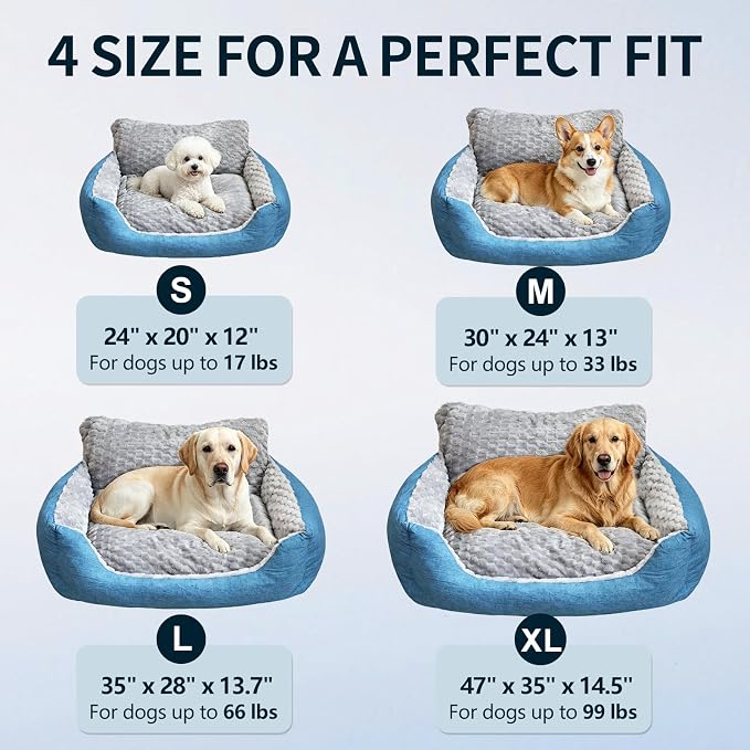 Dual-Sided Reversible Bolster Dog Bed – Washable Orthopedic Pet Bed with Non-Slip Bottom