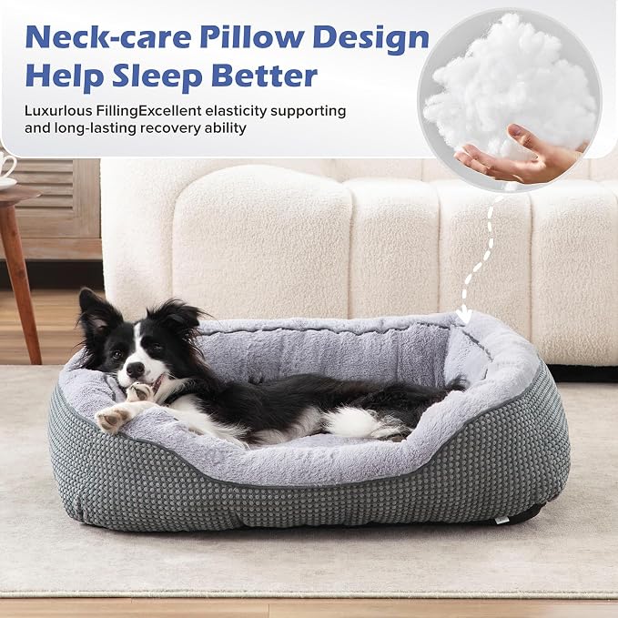 Washable Orthopedic Bolster Dog Bed with Anti-Slip Bottom