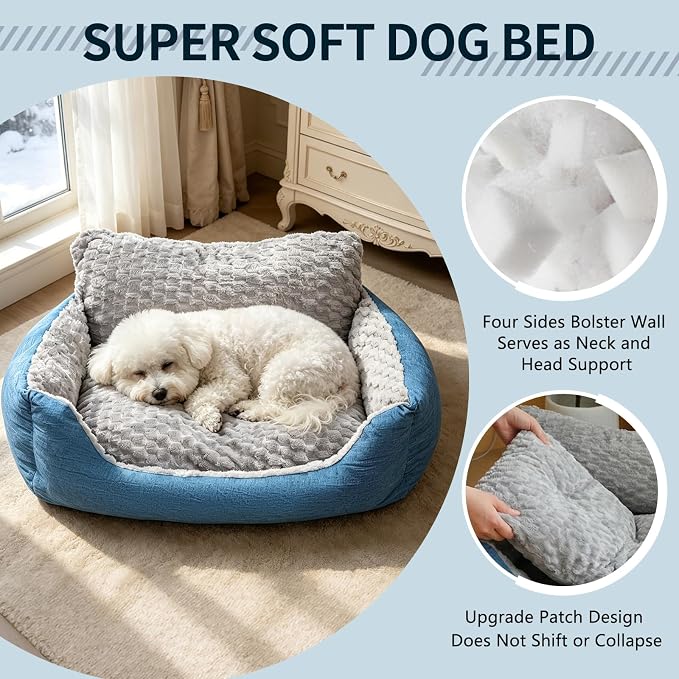 Dual-Sided Reversible Bolster Dog Bed – Washable Orthopedic Pet Bed with Non-Slip Bottom