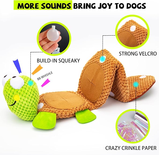 Soft Turtle Squeak & Crinkle Plush Puzzle Toy for Small Dogs & Puppies