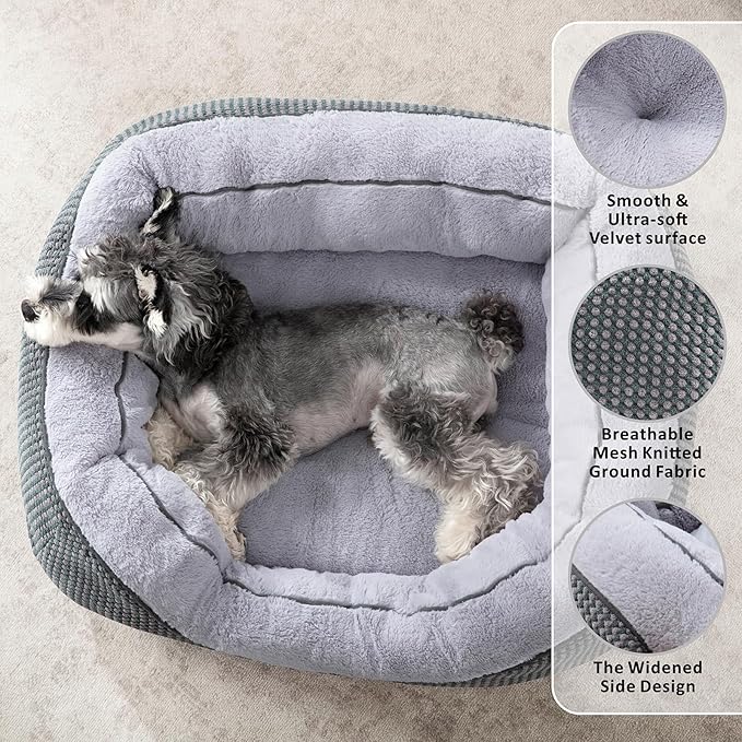 Washable Orthopedic Bolster Dog Bed with Anti-Slip Bottom