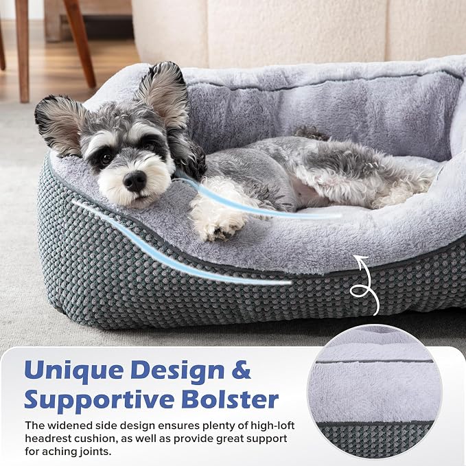 Washable Orthopedic Bolster Dog Bed with Anti-Slip Bottom